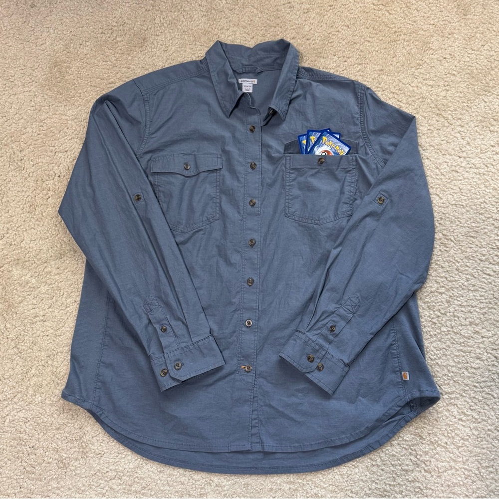 Carhartt Blue Long Sleeve Button-Down Work Shirt